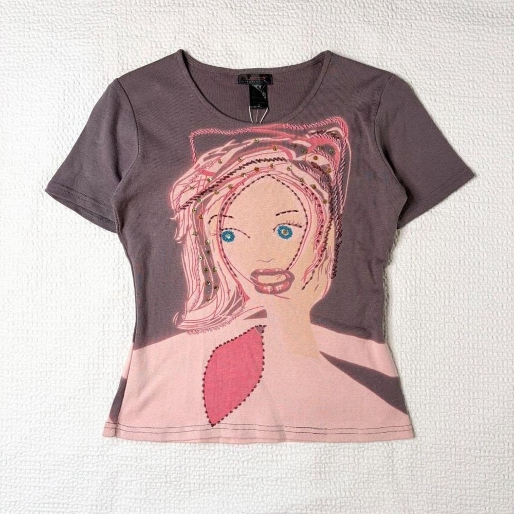 deadstock Custo Barcelona beaded portrait graphic tee